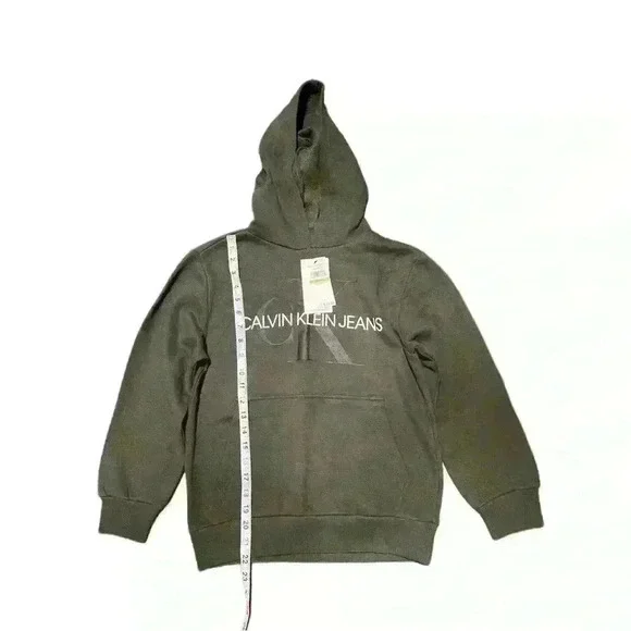 Calvin Klein Big Boys Old School Logo Pullover Hoodie Sequoia M(10/12) - Picture 5 of 9